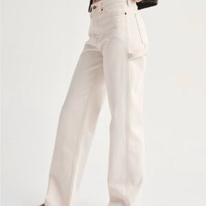 Abercrombie & Fitch Wide-Leg Jeans in Off-White